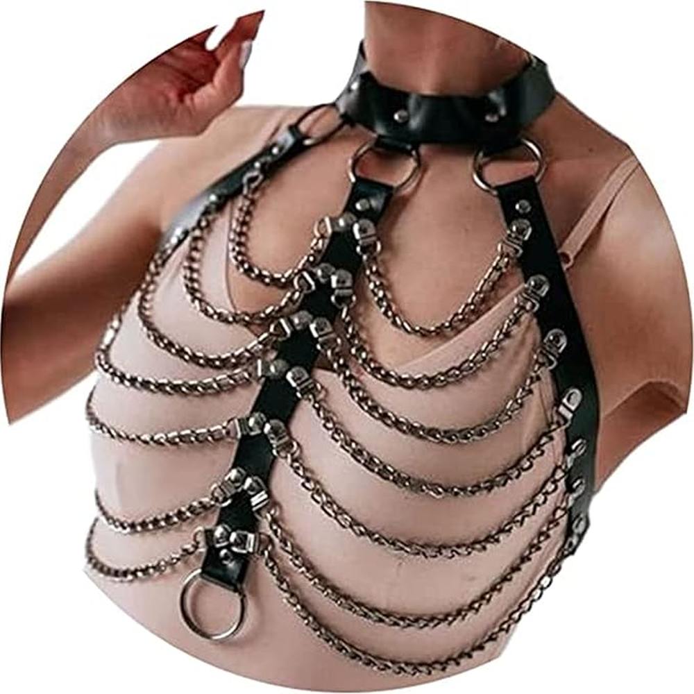 Zac's Alter Ego - PU Choker & Chain Top Harness Harness